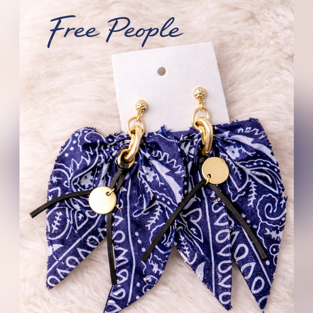 🆕️Free People | Ariana Ost Mae Scarf Dangle Earrings | Blue
